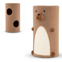 Produktbild von GIANTEX Kratztonne für Katzen in Braun mit Bären-Design aus Plüsch und Sisal, 2-stöckig, 66 cm
