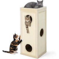 Produktbild von GIANTEX Kratztonne für Katzen mit 3 Höhlen aus Plüsch und Sisal in Beige