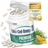 Produktbild von GIGI VET Calci-Cod-Omega Haut-Fell-Supplement mit Omega-3 für Hunde und Katzen 20 Kapseln