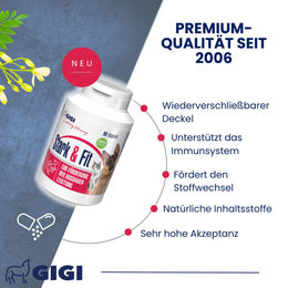 GIGI VET Stark & Fit Nahrungsergänzung für Hunde und Katzen zur Gewichtskontrolle und Unterstützung des Fettstoffwechsels 30 Tabletten – Bild 1 von 3