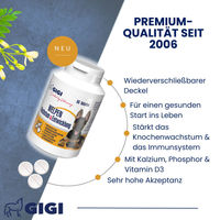 Produktbild von GIGI VET Welpen Wachstum & Entwicklung Leckerli zur Unterstützung von Gelenken und Knochen ohne künstliche Aromen oder Konservierungsstoffe 90 Stück - 90 x 144 g
