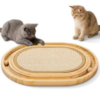 Produktbild von Gimars Interaktives Sisal Kratzbrett für Katzen und Kitten, Ovales Holz-Kratzbrett mit Kugelbahn und 3 Rollbällen, Beige