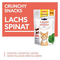 Produktbild von GimCat Crunchy Snacks Lachs & Spinat Katzenleckerli mit Fisch für alle Altersstufen 50 g - 12 x 50 g