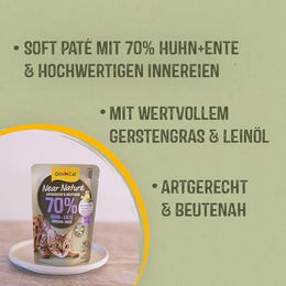 GimCat Near Nature Katzen Nassfutter Huhn & Ente Getreidefrei & Ohne Zucker Paté für Kitten 16 Beutel à 85 g - 16 x 85 g – Bild 1 von 2