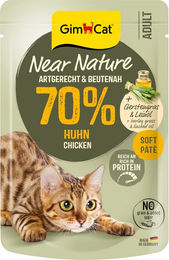 GimCat Near Nature Katzen Nassfutter Huhn und Kaninchen Getreidefrei Pastete ab 4 Monaten 16 x 85 g Beutel – Bild 1 von 2