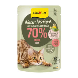 Produktbild von GimCat Near Nature Katzen Nassfutter Rind mit hohem Fleischanteil für erwachsene Katzen 16 x 85 g