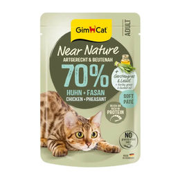 Produktbild von GimCat Near Nature Katzenfutter Huhn & Fasan mit hohem Fleischanteil für erwachsene Katzen 16 x 85 g