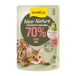 GimCat Near Nature Rind Katzen Nassfutter Paté für Junior Katzen Getreidefrei und Ohne Zucker 16 Beutel à 85 g - 16 x 85 g – Bild 1 von 5