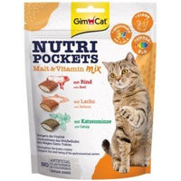 Produktbild von GimCat Nuti Pockets Malz-Vitamin Mix Leckerli für Katzen mit Rind und Lachs zur Unterstützung von Immunsystem und Verdauung 2x150 g - 2 x 150 g