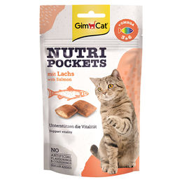 GimCat Nutri Pockets Lachs Katzensnack mit funktionalen Inhaltsstoffen für Immunsystem, Herz und Verdauung 60 g - 60 g – Bild 1 von 6
