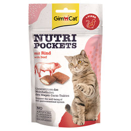 Produktbild von GimCat Nutri Pockets Leckerli mit Rind für die Magen-Darm-Unterstützung 60 g - 60 g