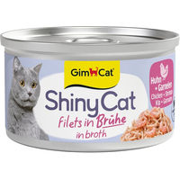 Produktbild von GimCat ShinyCat Filet in Brühe Huhn & Garnelen für erwachsene Katzen 6 x 70 g