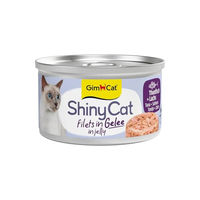 Produktbild von GimCat ShinyCat Filet in Gelee Thunfisch mit Lachs Katzen Nassfutter 24 x 70 g