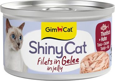 Produktbild von GimCat ShinyCat Filet in Jelly Thunfisch und Huhn Katzen Feuchtfutter Adult 6 x 70 g - 48 x 70 g