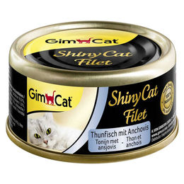 Produktbild von GimCat ShinyCat Filet Leckerli mit Thunfisch und Anchovis 70 g - 24 x 70 g