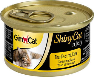 GimCat ShinyCat Katzen-Leckerli Thunfisch mit Käse in Jelly für erwachsene Katzen 24x70g - 24 x 70 g – Bild 1 von 6