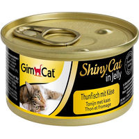 Produktbild von GimCat ShinyCat Katzen-Leckerli Thunfisch mit Käse in Jelly für erwachsene Katzen 24x70g - 24 x 70 g