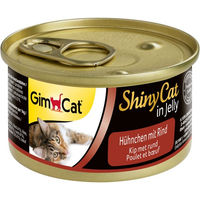 Produktbild von GimCat ShinyCat Katzen-Schlecksnacks Hühnchen mit Rind in Jelly 24 x 70 g - 24 x 70 g