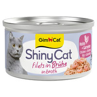 Produktbild von GimCat ShinyCat Katzen-Suppe Hühnchen und Garnelen in Brühe, 24 x 70 g