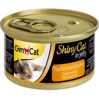 Produktbild von GimCat ShinyCat Katzenfutter Thunfisch mit Hühnchen in Jelly für erwachsene Katzen 24x70g - 24 x 70 g