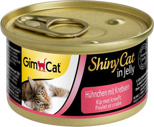 GimCat ShinyCat Leckerli in Jelly Hühnchen mit Krebsen für Katzen zur Unterstützung von Haut und Fell 24x70 g - 24 x 70 g – Bild 1 von 3