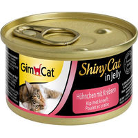 Produktbild von GimCat ShinyCat Leckerli in Jelly Hühnchen mit Krebsen für Katzen zur Unterstützung von Haut und Fell 24x70 g - 24 x 70 g