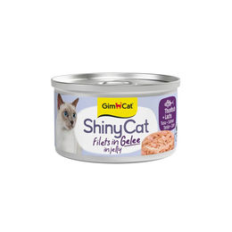 Produktbild von GimCat ShinyCat Leckerli in Jelly mit Thunfisch und Lachs 24 x 70 g