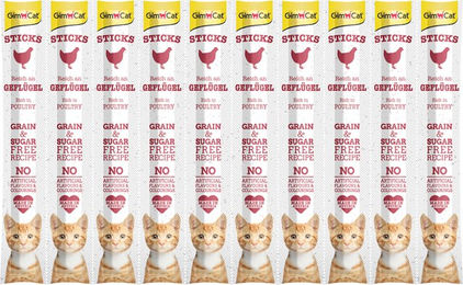 GimCat Sticks Geflügel Dentalsnack zur Zahnpflege für Katzen 50g - 10 x 50 g – Bild 1 von 4