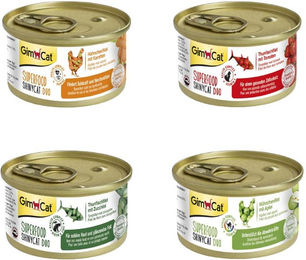 Produktbild von GimCat Superfood ShinyCat Duo Probierpaket Nassfutter für Katzen mit Thunfisch, Huhn und Fisch zur Unterstützung von Haut und Fell 6 x 70 g - 6 x 70 g