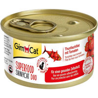 Produktbild von GimCat Superfood ShinyCat Duo Thunfischfilet mit Tomaten Katzen Nassfutter für Adult ohne Farb- und Aromastoffe 24x70g