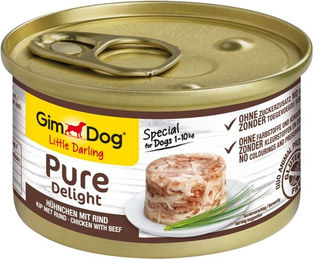 Produktbild von GimDog Little Darling Pure Delight Hundefutter Hühnchen mit Rind Adult 12x85g