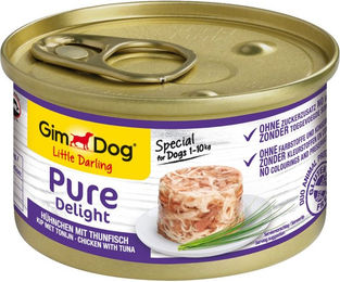 GimDog Little Darling Pure Delight Hundefutter Hühnchen mit Thunfisch Stückchen in Gelee Glutenfrei Sensitive 12x85g - 12 x 85 g – Bild 1 von 2