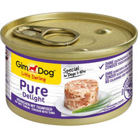 Produktbild von GimDog Little Darling Pure Delight Hundefutter Hühnchen mit Thunfisch Stückchen in Gelee Glutenfrei Sensitive 12x85g - 12 x 85 g