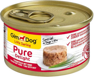 Produktbild von GimDog Little Darling Pure Delight Hundefutter Thunfisch mit Rind Adult 12x85g