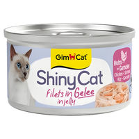 Produktbild von Gimpet ShinyCat Katzenfutter Hühnchen und Garnelen in Gelee für erwachsene Katzen 24 x 70 g
