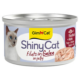 Produktbild von Gimpet ShinyCat Katzenfutter Thunfisch und Hühnchen in Jelly für erwachsene Katzen 24 x 70 g