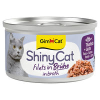 Produktbild von Gimpet ShinyCat Katzenfutter Thunfisch und Lachs in Brühe für erwachsene Katzen 24 x 70 g