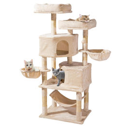 Glamexx24 XXL Kratzbaum für Katzen aus Plüsch und Sisal in Beige – Bild 1 von 2