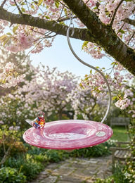 Glaszauber Vogeltränke aus Glas in Rosa – Bild 1 von 4