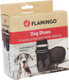 Produktbild von Glea Pfotenschuhe für Hunde Flamingo Schwarz XXL aus Polyester mit harter Sohle und reflektierenden Elementen 2 Stück