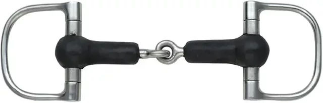 Gliedertes Dee-Snaffle-Gebiss für Shires Pferde mit Gummierung in Silber-Schwarz 5,5 Zoll – Bild 1 von 1