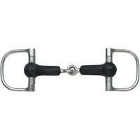 Produktbild von Gliedertes Dee-Snaffle-Gebiss mit Gummiüberzug für Shires Pferde 5 Zoll Silber Schwarz