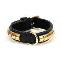 Produktbild von Gloria Hundehalsband Duna aus Leder in Schwarz und Gold 55 x 2,5 cm - 250 g