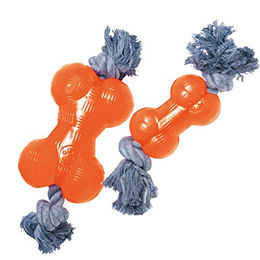 Gloria TPR Kauspielzeug Gummiknochen mit Seil Orange Größe L – Bild 1 von 2
