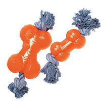 Produktbild von Gloria TPR Kauspielzeug Gummiknochen mit Seil Orange Größe L