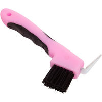 Produktbild von GOLDHORSE Hufkratzer mit Bürste aus Kunststoff in Pink/Rosa für die Hufpflege