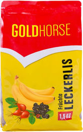 GOLDHORSE Trainingssnacks für Pferde mit Banane Apfel Himbeere und Kräutern 1500g – Bild 1 von 2