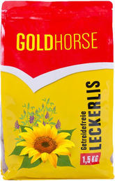 GOLDHORSE Trainingssnacks für Pferde mit Banane Apfel Himbeere und Kräutern 1500g – Bild 1 von 2