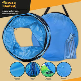 Goods & Gadgets GmbH Agility Tunnel für Hunde 200cm Blau aus wasserfestem Nylon inklusive Heringe, Transporttasche und Steckhürden mit Hütchen – Bild 1 von 4