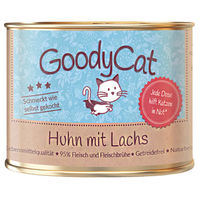 Produktbild von GoodyCat Katzen Nassfutter Adult Huhn Lachs Rind Stückchen in Sauce getreidefrei ohne Zucker 12x180g - 12 x 180 g
